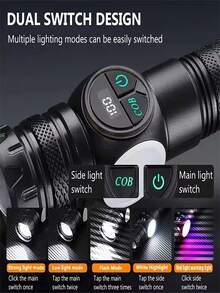 2/1pc 20W LED + COB Rechargeable Flashlight, Super Bright Tactical Handheld Lamp, With Magnetic Base, Variable Focal Length, Digital Battery Level Display, Waterproof, Suitable For Camping, Car Maintenance, Emergencies And Outdoor Activities - black - View 6