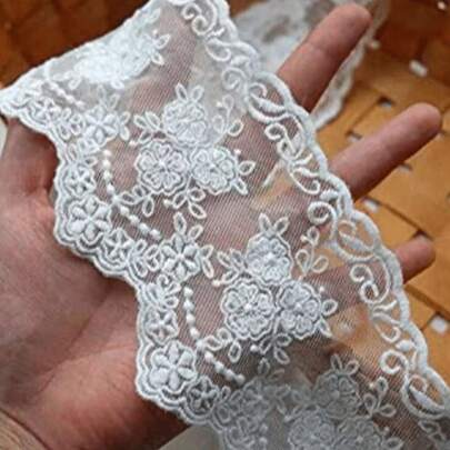 European Style Crown Lace Applique Satin Ribbon For Mother's Day DIY Gifts, Bridal Wedding Sewing Accessories, Vintage Embroidery Lace For Dresses, Home Decor Curtain Trim