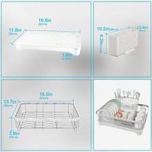 Dish Drying Rack With Drainage Tray, Stainless Steel Kitchen Organizer For Efficient Storage Of Plates, Bowls, Glasses And Utensils Sturdy Dish Racks For Kitchen Counter With Drain Board And Utensil Holders - 白色 - 查看 7