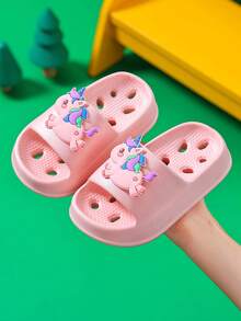 儿童夏季室内防滑拖鞋，男女童透气凉鞋，幼儿婴儿洗礼拖鞋 - 粉色 - 查看 3