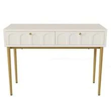 Dressing Table With 2 Drawers, Height 76.5 Cm, Chest Of Drawers, Tall Bedroom Cabinet, White Sideboard, Dresser, Bedroom Dresser, Cream White - H 76.5 / W 100 / D 45 Cm - Milky White - View 12