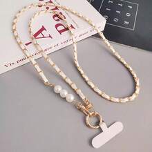 1PC Universal Mobile Phone Case Lanyard For Women, Cross Faux Pearl Collection Chain, Long Neck And Shoulder Strap - Multicolor - View 4