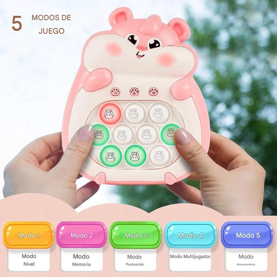 Máquina de juegos portátil de velocidad con sonido y luz, juego interactivo de memoria Quick Push, consola de juegos Quick Push, juguetes sensoriales luminosos, rompecabezas portátil, juguete de presión para niños y adultos. uego Pop It Electrónico, Juguete Anti - Estrés Quickpush