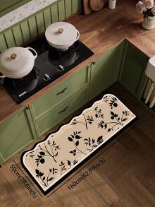1 tấm thảm bếp bằng gel silica, nền màu kaki, kết hợp với họa tiết dây leo hoa cổ điển màu đen, trang trí chữ tiếng Anh ở viền theo kiểu dây leo hoa cổ điển Pháp, có đường viền lượn sóng bất đối xứng. Thảm bếp sang trọng và thời trang, êm ái và chống mỏi, chất liệu vải bề mặt, lớp giữa là mút xốp thấm hút, lớp đế là cao su chống trơn trượt và dễ dàng vệ sinh. Thảm bếp và thảm trải sàn - Nhiều màu - Xem 9