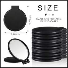 12 Pieces Compact Mirrors Bulk Gifts Mini Vintage Pocket Mirrors For Purse Small Portable Folding Round Makeup Stuffs For Travel Daily Use Party Favors Women (Black) - 黑色 - 查看 3