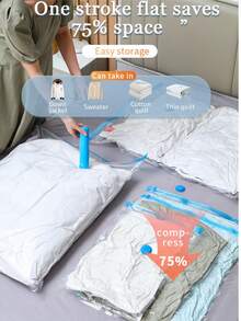 5pcs Extra Large Vacuum Storage Bag Set 35.0x50.01cm With 1 Manual Pump - Save Space, Air-Tight Compression, Dust And - Multicolor - View 8