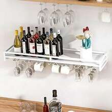 Wall Mounted Wine Rack, Storage Shelf For Bar, Restaurant, Kitchen, Living Room, Bar Counter, Wine Glass Display Rack - Black - View 7