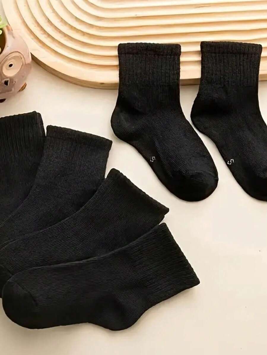 Set Of 3 Pairs Of Long Socks For School, Casual, Comfortable Cotton, Fashionable For Boys And Girls - màu đen - Xem 1
