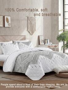 2pcs/3pcs Geometric Pattern Bedspread Set (1 Bedspread + 2 Pillowcases, Without Inner Core), Soft & Skin-Friendly Polyester Fabric, Suitable For Double/Queen/King Size Beds, Retro Style Bedding - Multicolor - View 5