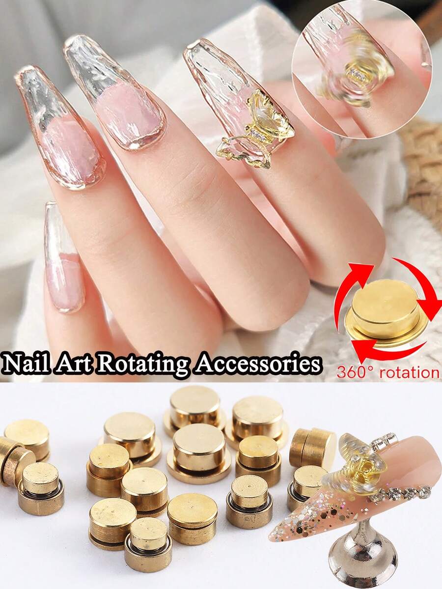 迷你金属美甲旋转配件 美甲饰品 3D美甲旋转饰品 旋转轴承美甲工具 美甲戒指饰品 旋转轴承 DIY美甲沙龙美甲工具 - 彩色 - 查看 1
