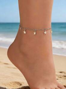 imoli Star Charm Anklet - Silver - View 2