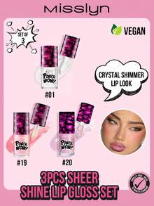 MISSLYN-3件套 透亮唇彩套装，唇油，丰唇油，闪粉唇油，亮泽唇油，能量唇油，大胆风格唇油，豹纹唇油，惊艳唇妆，闪亮唇油，不粘腻唇油，高保湿唇油，吸睛唇彩，闪亮唇油，焕彩唇油，派对唇油，大胆润唇膏，个性唇部护理 - #Set 1 - 查看 1