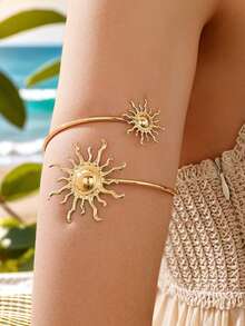 1pc Minimalist Fashion Sunflower Arm Band, Versatile Unique Design Suitable For Daily Wear - Gold - View 4