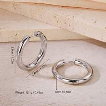 高抛光316L不锈钢圆形耳环，低过敏性，优雅迷人的时尚设计，简约经典风格，男女皆宜，日常佩戴，节日或派对饰品。 - 銀色 - 查看 8