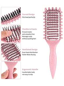 Hollow Wave Curling Hair Brush, Styling Comb For Straightening Hair, Body Massage Comb - Multicolor - View 6