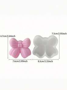 1pc 3D Bowknot Silicone Mold, Suitable For DIY Scented Soap/Candle/Resin/Plaster Crafts - Silicone Material, Easy Demold And Reusable, Great For Party/Home Decor And Christmas Candle Making - White - View 10