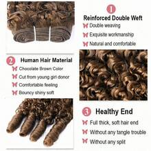 #4 Brown Burmese Curly Bundles Human Hair 1 Pc Bundles Unprocessed Quick Weave Water Curly With Spiral Curly End Real Human Hair Extensions Double Weft For Women - S4 - View 2