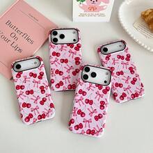 1Pcs New Full-Screen Pink Bow Cherry Two-In-One Dual-Layer Protective Case Full-Coverage Phone Case, Durable, Shock-Resistant, And Stylish, Glossy, Premium Finish  Compatible With IPhone 17 Pro Max/17 Plus/17 Pro/17 Air/16 Pro Max/16 Plus/16 Pro/X/XS/XR/XS Max/11/11 Pro/11 Pro Max/12/12 Pro/12 Pro Max/13/13 Pro Max/14/14 Pro Max/15/ 15 Pro Max. Also Compatible With Samsung Galaxy S25/S25 ULTRA/S24/S23/A56/A55/A54/A53/A52/A36/A35/A34/A26. Fashion-Forward And Innovative Design Makes It The Perfect Gift For Friends, Family, Or Significant Others-An Ideal Choice For Christmas Or Halloween Presents. - C8FL粉紅蝴蝶結櫻桃Bow & Cherry - 查看 8