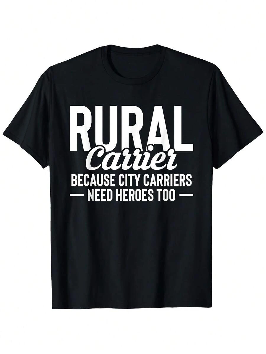 Camiseta de algodón de 180 g para hombre - Camiseta de agradecimiento a los carteros rurales con estampado "Los carteros rurales también necesitan héroes" - Camiseta gráfica en blanco y negro para trabajadores postales, transportistas rurales - Negro 20 - Ver 1