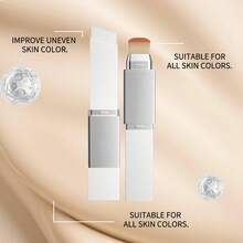 Blanc Cover Cream Stick - Korean Color Changing Foundation Stick V - Dual-Ended with Detachable Brush, Medium to Full Coverage Base Makeup, Portable for Daily Use (Natural) - Blanco - Ver 1