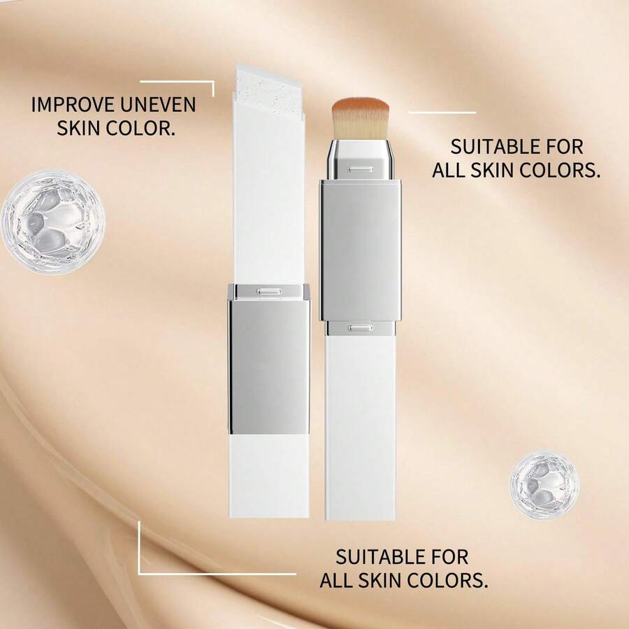 Blanc Cover Cream Stick - Korean Color Changing Foundation Stick V - Dual-Ended with Detachable Brush, Medium to Full Coverage Base Makeup, Portable for Daily Use (Natural) - Blanco - Ver 1