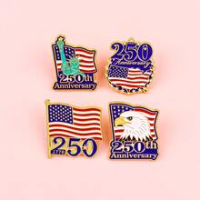 美国建国250周年纪念鹰形翻领徽章，软珐琅材质，男女通用，锌合金材质，珠宝配饰 - 黑色 - 查看 5