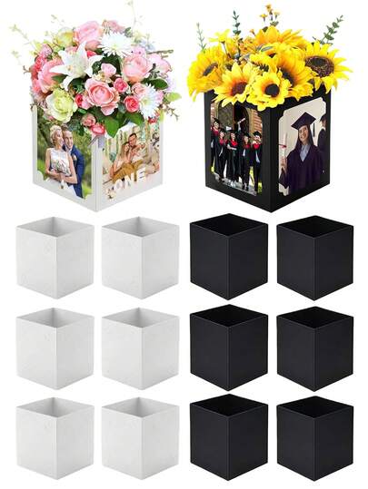 6-Inch Photo Display Frame With Floral Decor, Desktop Decoration Box For Wedding, Birthday Party, Graduation, Anniversary, Home Decor Photo & Floral Display