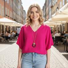 Women Tops - 玫紅色 - 查看 1