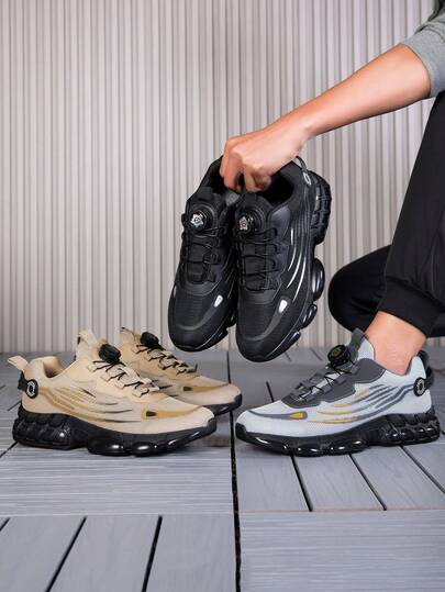 Dn. Monkeys Zapatillas casuales para hombres, zapatos para correr, zapatos de trabajo, diseño versátil de moda, minimalista, con absorción de impactos, malla transpirable, cordones giratorios, de slip-on, adecuados para el trabajo diario, entrenamiento, ocio