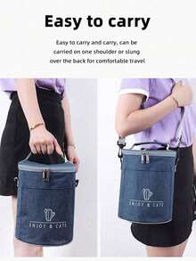 1pc Insulated Lunch Bag, Thickened Aluminum Foil Lunch Box Tote Bag, Round Fabric Lunch Bag For Office Workers - Multicolor - View 7