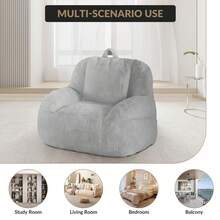 Puff para Adultos y Adolescentes - Sillón de Microperlas Grande, Color Gris Claro | Ideal para Sala, Cuarto de Juegos o Sótano, Relleno Incluido - Gris - Ver 7