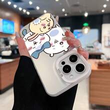 Lindos animales de dibujos animados sonriendo sobre fondo blanco. Esta elegante y adorable funda para teléfono es compatible con Samsung, Apple, VIVO, OPPO, , Transsion, ,  y Honor. Fabricada en silicona TPU, ofrece protección contra golpes y caídas, además de una sensación superior. Es un regalo ideal para familiares, amigos y seres queridos, y una opción perfecta para San Valentín y Año Nuevo. - Plateado - Ver 4