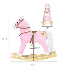 Toddler Pink Animal Rocking Horse With Sound And Saddle, Fun Gift For Kids 3+ Years - Pink - View 4