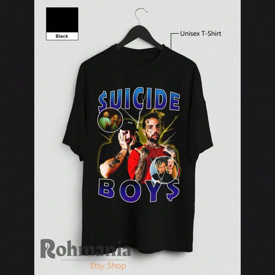 SuicideboyAs T-Shirt 90s Retro Rap Hip Hop Music Merch Shirt, Sweatshirts Hoodie - 黑色 - 查看 1