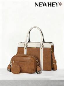 Handtaschen für Damen, 3er-Set mit Schultertasche, Münzbörse, Handtasche aus PU-Leder für Arbeit, Schule, Lässig - Verschiedenfarbig - Übersicht 10