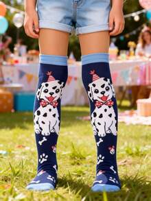 1 Pair Cute Paw Dog Knee High Socks, Cute Animal Print Over The Knee Socks, Fashion Funny School Running Athletic Sports Socks, Back To School Students Teenagers Girls Socks, Firthday Birthday Valentine Day Gift - Multicolor - View 3