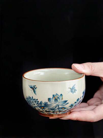 Ru Kiln Single Item Series Master Cup, Ceramic Teacup With Crackle Glaze, Suitable For Home Use