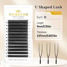 CoMango 12排D型卷翘U型3D/4D/5D睫毛嫁接，新款U型W型绽放丝绒睫毛，窄角预制睫毛簇，轻盈蓬松貂毛睫毛嫁接 - D - 查看 14