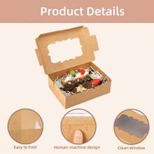 Tomnk 48pcs 8x6x2.5 Inches Bakery Boxes, Cookie Boxes, Treat Boxes With 3 Style Window, For Chocolate Strawberries Muffins Donuts And Party Favor, White/Brown, For Mother's Day, Wedding, Party - Nhiều màu - Xem 7