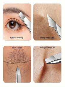 4pcs Precision Tweezers Set - Professional Stainless Steel Eyebrow Tweezers, High Precision For Facial Hair, Debris And Ingrown Hair Removal (Black) - Multicolor - View 6