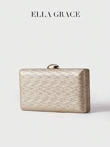 ELLA GRACE - 马赛克网状链条晚宴手拿包金色圆球迷你钱包优雅婚礼新娘派对魅力链条肩带手提包 - 灰色 - 查看 4