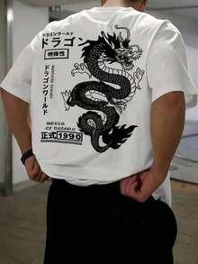 Camiseta de Hombre de Moda Impresa de Corte Holgado de Manga Corta|   Diseño Exquisito|   Esencial de Verano|   Fácil de combinar, muestra tu estilo 0DF4 - Negro - Ver 1