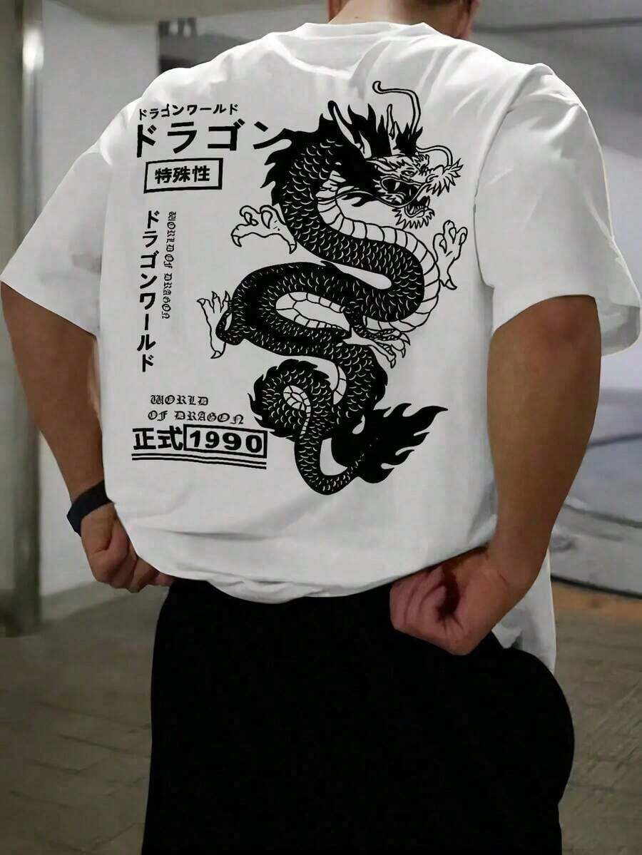 Camiseta de Hombre de Moda Impresa de Corte Holgado de Manga Corta| Diseño Exquisito| Esencial de Verano| Fácil de combinar, muestra tu estilo 0DF4 - Negro - Ver 1