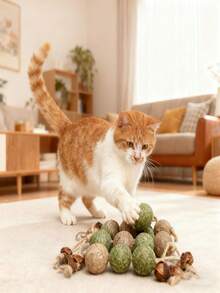 10个装猫薄荷+马塔塔比球宠物猫玩具 - 防咬咀嚼玩具，缓解无聊 - 牙膏棒，自娱自乐啃咬，舒缓宠物玩具 - 彩色 - 查看 4