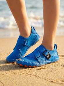 TATORHT 1 Pair Kids' Summer Quick-Dry Fashionable Random Print Breathable Mesh Low-Top Slip-On Water Shoes , Boys' Barefoot Beach Swimming Shoes With Rubber Soles For Outdoor Activities, Indoor Fitness Yoga Running Jumping Rope - 藍色 - 查看 9