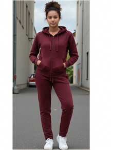 CONJUNTO DEPORTIVO CASUAL PARA DAMA 2 PIEZAS PANTALON Y SUDADERAHOT TRENDING BH - VINO - Ver 1