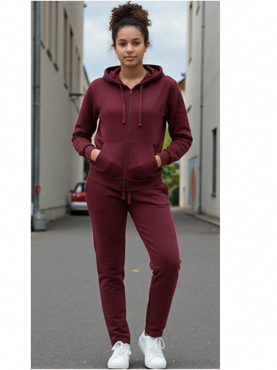 CONJUNTO DEPORTIVO CASUAL PARA DAMA 2 PIEZAS PANTALON Y SUDADERAHOT TRENDING BH - VINO - Ver 1
