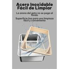 UNA MASCOTA Arenero Semicerrado para Gatos XL, Acero Inoxidable - Beis - Ver 9