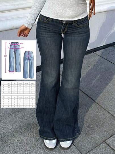Comfortable Stretch Fabric, Low-Waist Style, Front Button Closure, Slim & Sexy, Washed Solid Color Pocket Women's Jeans