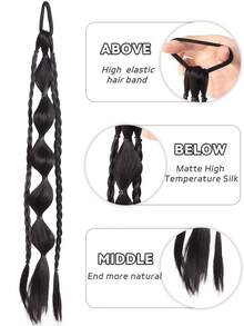 Synthetic Wig Braids, -Style Long Braids, Dreadlocks, Boxer Braids, Ponytail Braids, Hair Accessories, Asian Hot Girl Lantern Bubble Braids - Multicolor - View 3